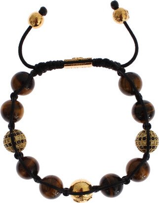 Nialaya CZ Brown Tigers Eye 925 Silver Women's Bracelet