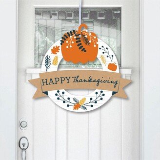 Big Dot of Happiness Happy Thanksgiving - Outdoor Fall Harvest Party Decor - Front Door Wreath