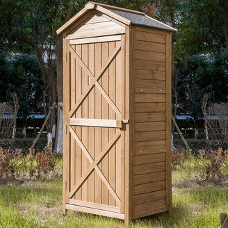 Aoolive Outdoor Wooden Storage Sheds Fir Wood Lockers with Workstation