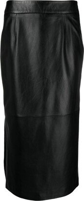 Panelled Leather Midi Skirt