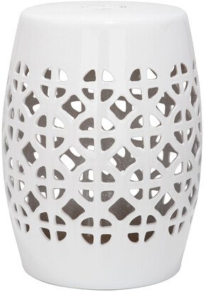 White Circle Lattice Garden Stool