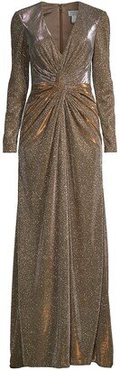 Metallic Long Sleeve Gown