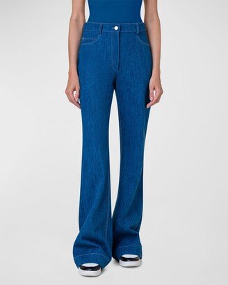 Courtney Bootcut-Leg Washed Denim Pants