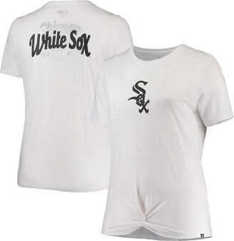 Women's White Chicago White Sox Plus Size 2-Hit Front Knot T-shirt