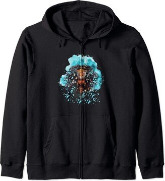 African American Goddess Zodiac Collection Leo Zodiac Sign Black Lioness Zip Hoodie