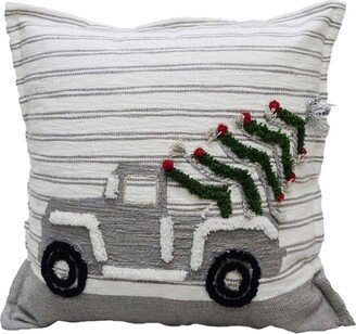 Vibhsa Holiday Car Throw Pillow, 20x20 - Ivory, Gray