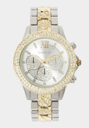 Silver Dial Crystal Bezel Watch-AB