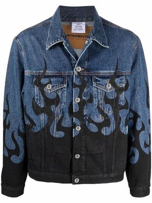 Flame Printed Denim Jacket