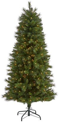 Slim West Virginia Mountain Pine Artificial Christmas Tree with 300 Clear Lights and 629 Bendable Branches