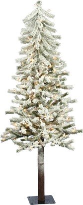 5' Flocked Alpine Artificial Christmas Tree with 150 Clear Lights