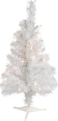 Northlight 2' Pre-Lit Slim Tinsel Artificial Christmas Tree- Clear Lights