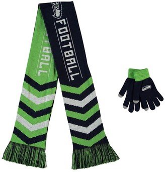 Men's and Women's Foco College Navy Seattle Seahawks Glove and Scarf Combo Set