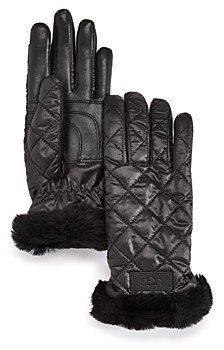 Quilted Shearling Cuff Tech Gloves