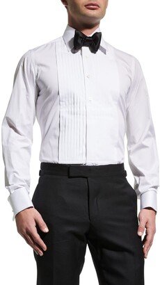 Men's Pleated Bib-Front Cotton Dress Shirt