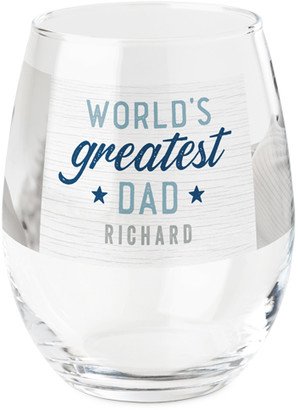 Stemless Wine Glasses: World's Greatest Stars Printed Wine Glass, Printed Wine, Set Of 1, Blue