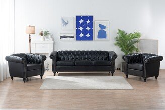 IGEMAN 3 Piece Set PU Leather Sofa, 2 Single Sofa and 3 Seater Sofa Set