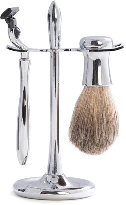 Mach 3 Razor & Pure Badger Brush On Chrome Stand-AA