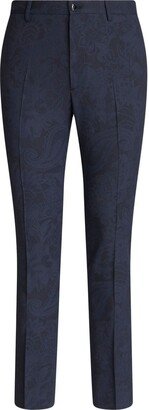 Patterned-Jacquard Straight-Leg Trousers