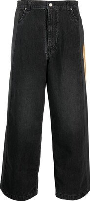 Contrasting-Detail Wide-Leg Trousers
