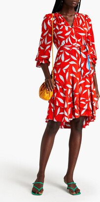 Delucca ruffled floral-print crepe de chine dress