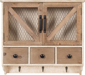 Hutchins Decorative Wooden Wall Cabinet with Chicken Wire 2 Door Rustic/White Washed Finish - Kate & Laurel All Things Decor