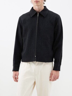 Pinstriped Wool-blend Blouson Jacket