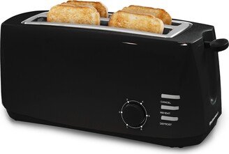 Elite Gourmet 4-Slice Long Slot Toaster, 6 Toast Settings, Slide Out Crumb Tray, Extra Wide 1.5 Slots for Bagels