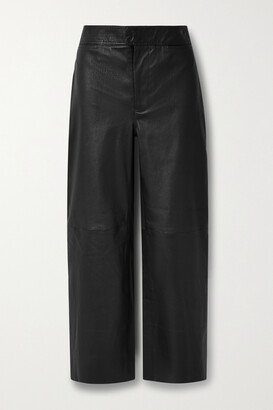 Monterey Leather Straight-leg Pants - Black