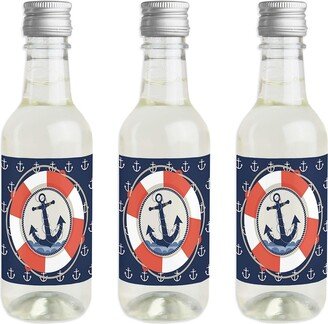 Big Dot Of Happiness Ahoy - Nautical - Mini Wine Bottle Label Stickers - Party Favor Gift - Set of 16