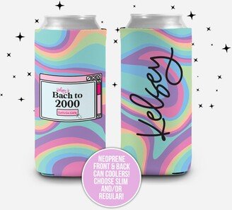 Bachelorette Party Can Coolies | Groovy Bach To 2000 Theme Personalized Beverage Insulators Slim Or Regular