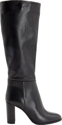 LEONARDO PRINCIPI Leather Heeled Tall Boots Knee Boots Black