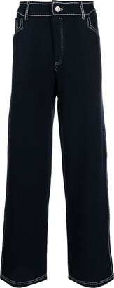 Contrast-Stitching Denim-Effect Trousers