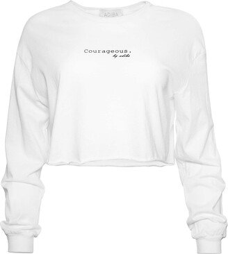 Adiba Courageous White Long Sleeves Cropped Top