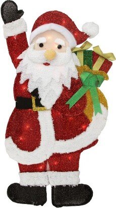 Northlight 32 Red and White Lighted Waving Santa with Gifts Christmas Outdoor Decoration