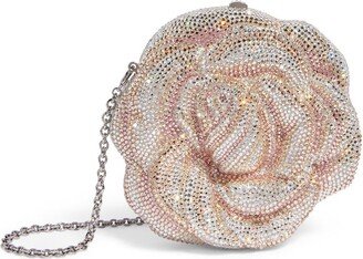 Crystal-Embellished Rose Clutch Bag