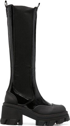 Cleated knee-high chelsea boots