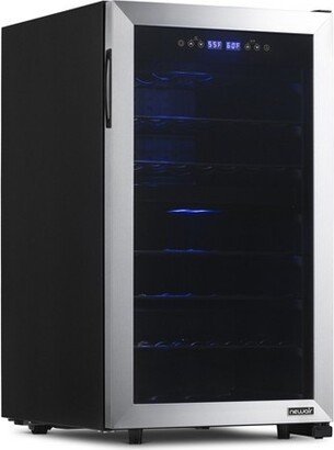 Freestanding 43 Bottle Dual Zone Compressor Wine Fridge in Stainless Steel, Adjustable Racks and Exterior Digital Thermostat