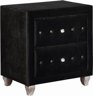 Furniture Deanna Black and Metallic 2-drawer Rectangular Nightstand