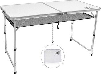 Nice C Folding Card Table Adjustable Height, Portable Camping Table Lightweight Aluminum, with Carry Handle for Outdoor, Beach