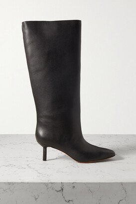 Nell Leather Knee Boots - Black