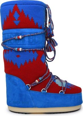 X Moon Boot Icon Knit In Blue And Red Wool