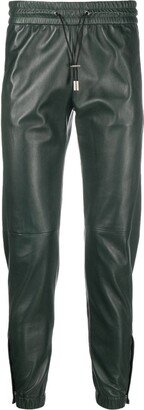 Leather Tapered-Leg Trousers