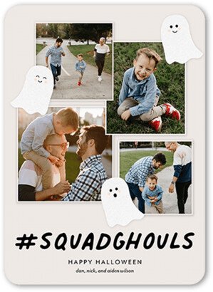 Halloween Cards: Squad Ghouls Halloween Card, Grey, 5X7, Standard Smooth Cardstock, Rounded