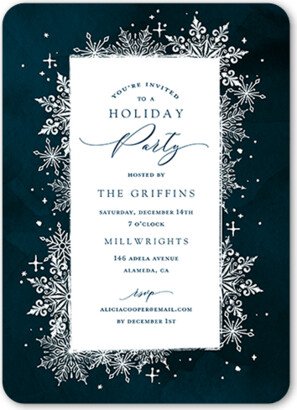 Holiday Invitations: Snowflake Bash Holiday Invitation, Blue, 5X7, Holiday, Matte, Signature Smooth Cardstock, Rounded