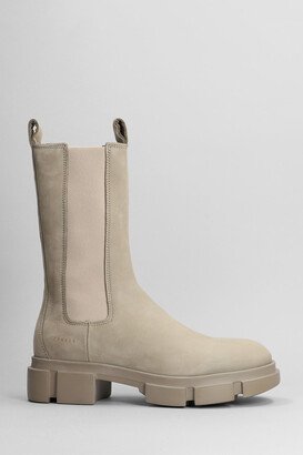 Copenhagen Combat Boots In Beige Nubuck