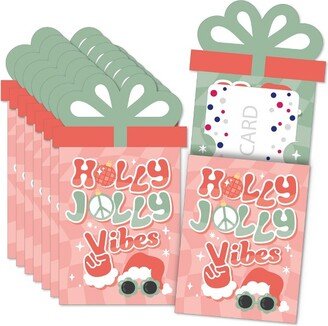 Big Dot of Happiness Groovy Christmas - Pastel Holiday Party Money and Gift Card Sleeves - Nifty Gifty Card Holders - Set of 8