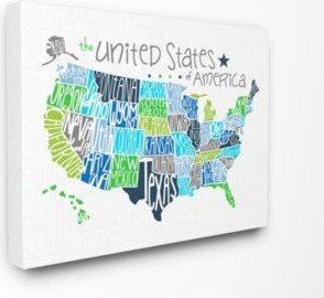 United States Map Colored Typography Art Collection