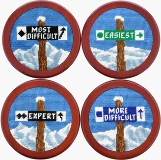 Ski Trails Needlepoint Coaster Set