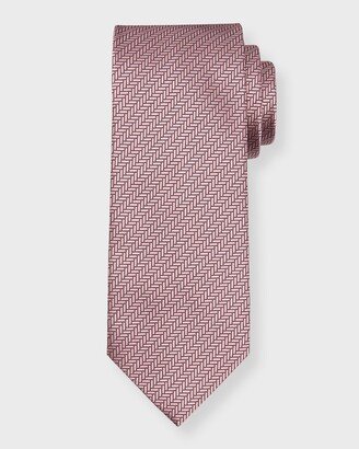 Men's Micro-Geometric Silk Tie-AA