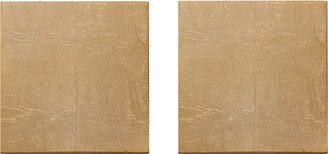 Posh Trading Company Set Of Two Silver Leaf Coasters - Chic Matte Gold